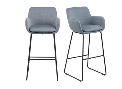 2er-Set Barhocker Stoff Hellgrau Höhe 75 cm AMICA - 2er-Set Barhocker Stoff Hellgrau Höhe 75 cm AMICA